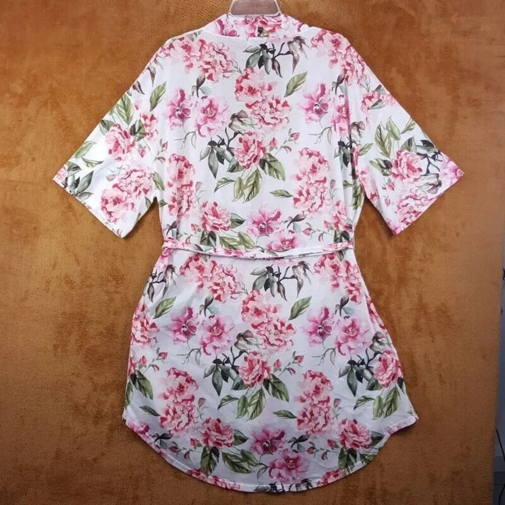 SHOW ME YOUR MUMU Womens Robe White Floral Belted Hi Lo BRIE One Size Fits All